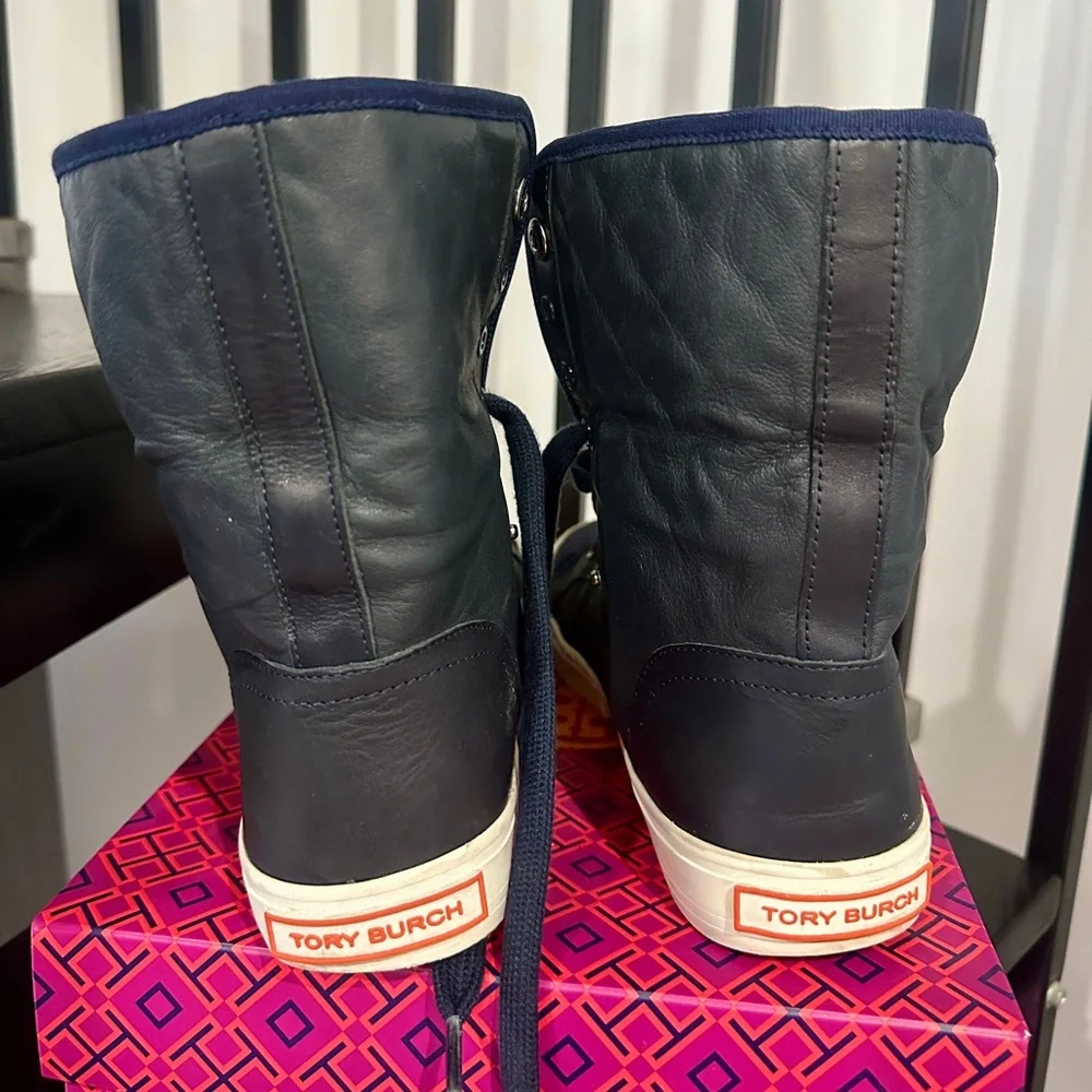 Tory Burch calf leather high top sneakers sz 8.5